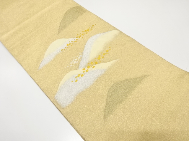 JAPANESE KIMONO / ANTIQUE FUKURO OBI / SILK / TSUZURE / WOVEN DISTANT MOUNTAINS & SCATTERED FOIL